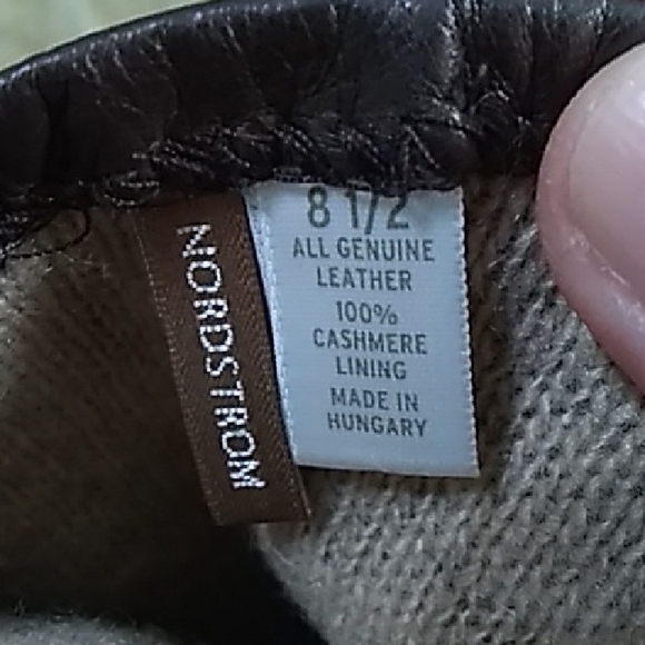 Nordstrom Brown Leather/ Cashmere Gloves - Picture 4 of 6